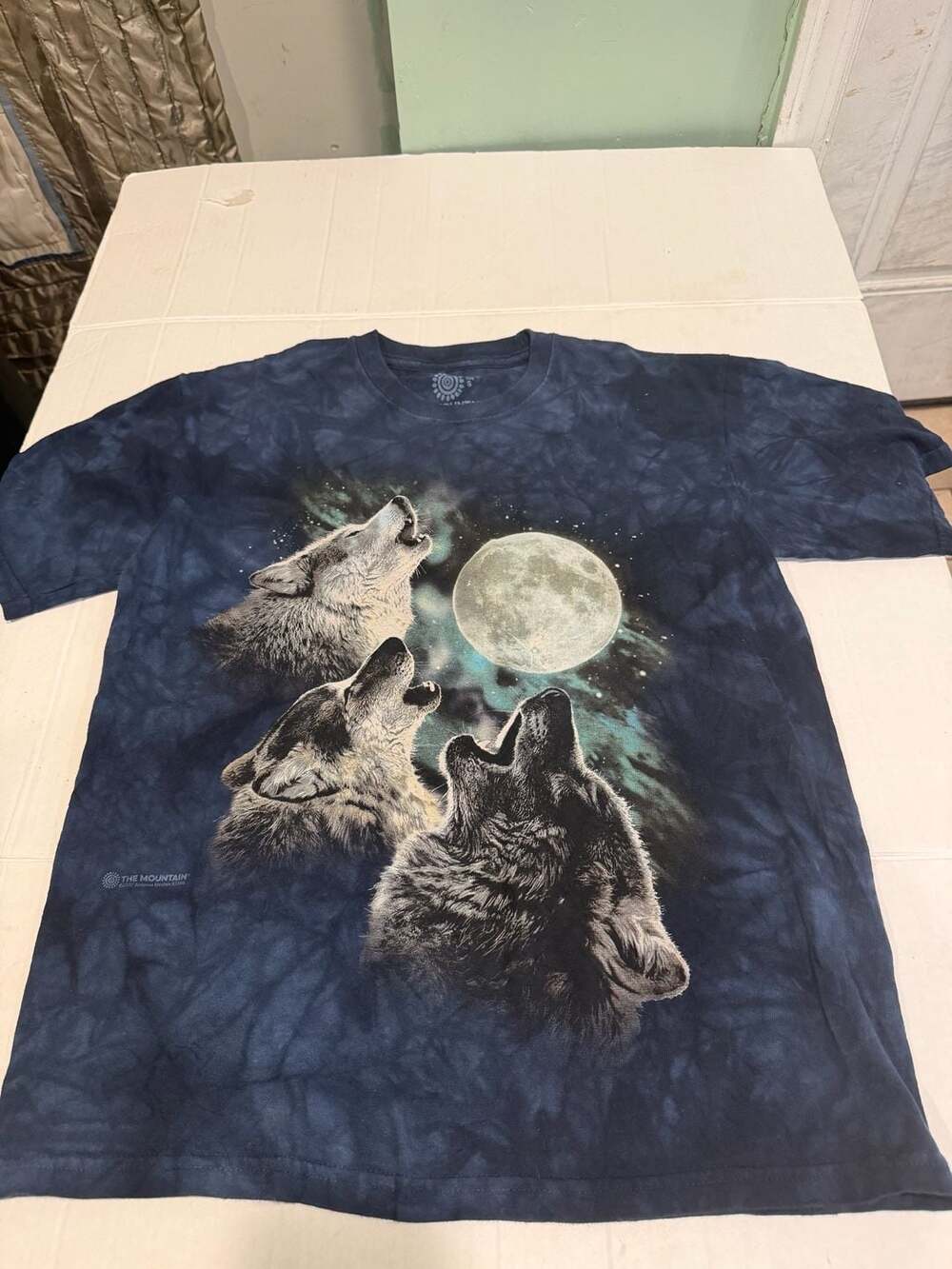 The Mountain Wolf Moon Wolves Family Night Sky Howling Blue T-Shirt Adult L-2X